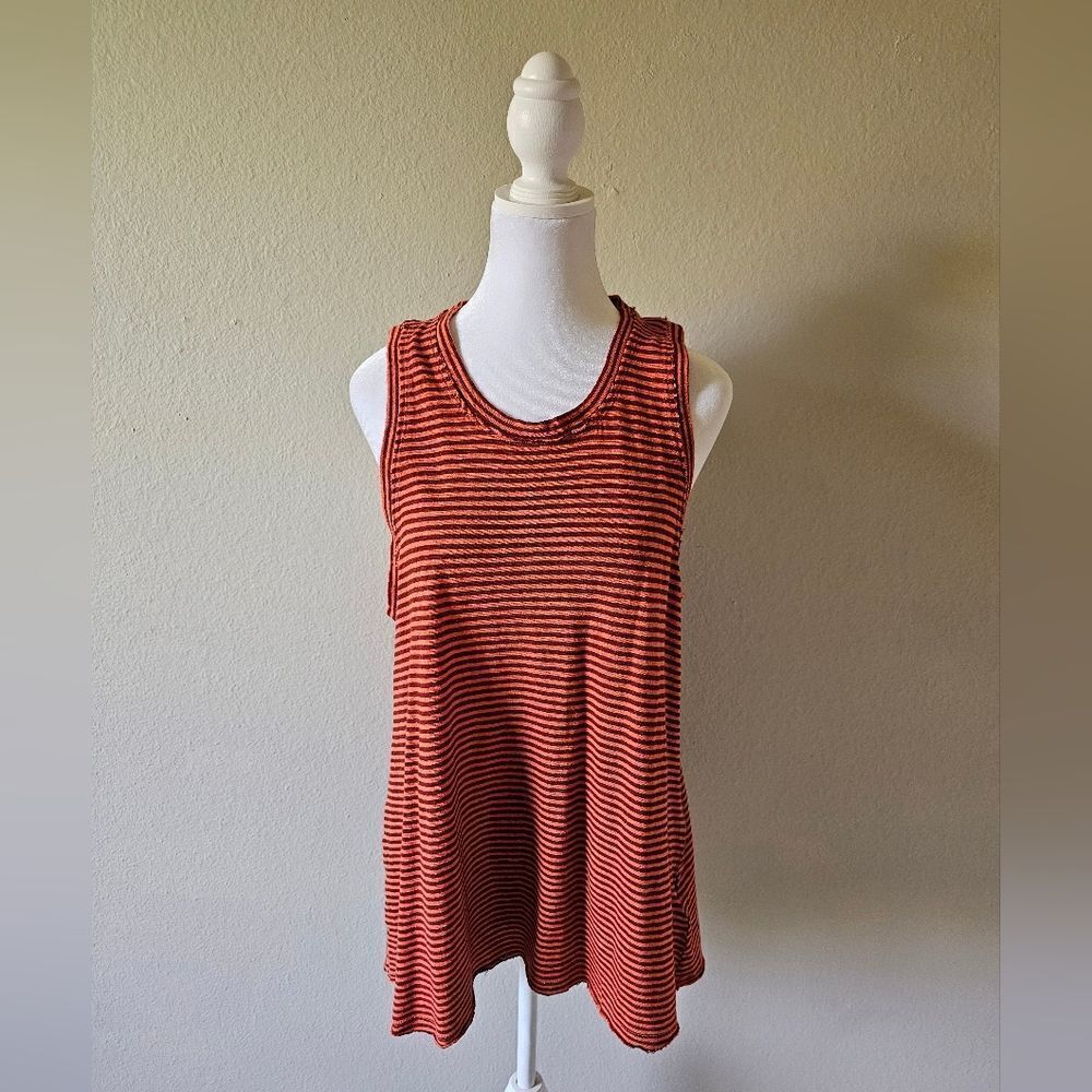 Anthropologie Pilcro Ashton Orange And Red Striped Tank Size Medium - Picture 2 of 8